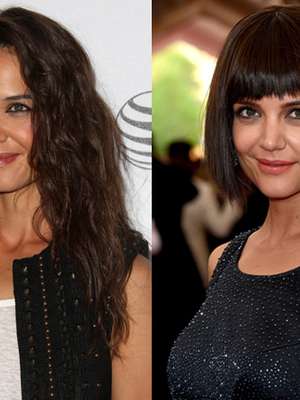 Radicalizou ou é peruca? Katie Holmes exibe novo look em NY