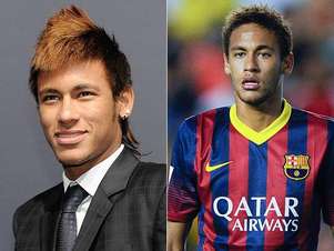 Neymar do Santos e Neymar do Barcelona: diferença é visual Foto: Getty Images