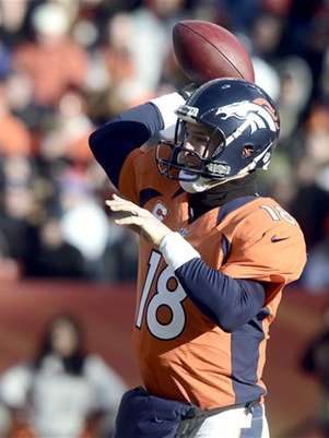Denver Broncos Peyton Manning passes against the Kansas City Chiefs during their NFL football game in Denver, Colorado December 30, 2012. Foto: Mark Leffingwell / Reuters