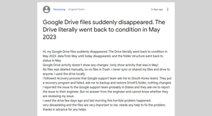 Google Drive sumiu com arquivos e pastas de várias pessoas