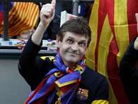 Tito Vilanova, durante la rúa de celebración de la Liga Foto: 