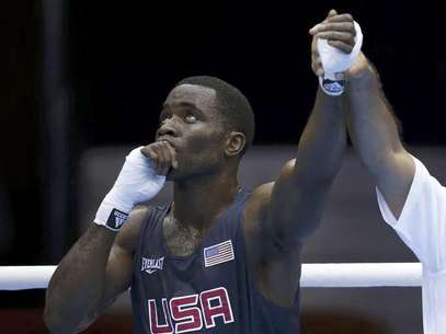 Terrell Gausha of the U.S. reacts after defeating Armenia's Andranik Hakobyan in the Men's Middle (75kg) Round of 32 Bout 8 boxing match at ExCeL venue during the London 2012 Olympic Games July 28, 2012. Foto: Murad Sezer / Reuters In English