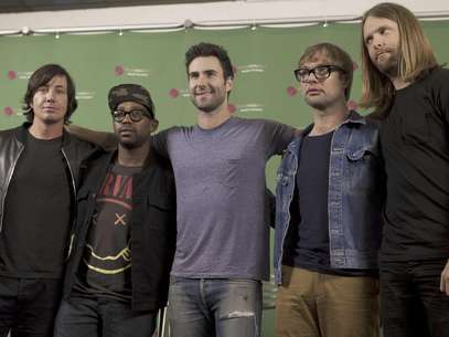 Integrantes de la banda Maroon 5 durante una conferencia de prensa en la Ciudad de México el jueves 16 de agosto de 2012.  Foto: Alexandre Meneghini / AP