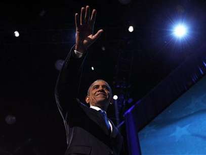 U.S. President Barack Obama celebrates after winning the U.S. presidential election in Chicago, Illinois, November 7, 2012 Foto: Jason Reed / Reuters