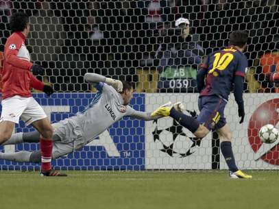El 10 del Barcelona convierte y festeja, una acción que se volvió redundante a lo largo de 2012. Foto: Ivan Sekretarev / AP