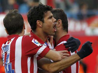 Diego Costa comemora bastante depois de marcar em vitória do Atlético de Madrid Foto: EFE