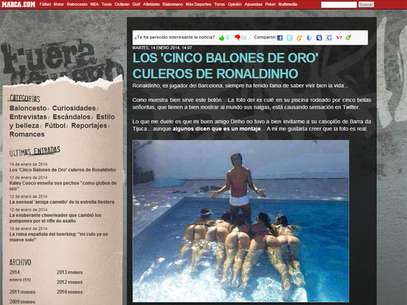 Imagem de Ronaldinho clicado com cinco mulheres em uma piscina ganhou repercussão na mídia internacional Foto: Reprodução Imagem de Ronaldinho clicado com cinco mulheres em uma piscina ganhou repercussão na mídia internacional Foto: Reprodução