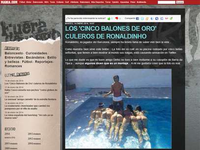 Imagem de Ronaldinho clicado com cinco mulheres em uma piscina ganhou repercussão na mídia internacional Foto: Reprodução