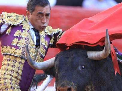 Toureiro Eulalio Lopez perdeu o controle do animal durante evento. Defensores de animais tentam acabar com a tourada no país Foto: EFE