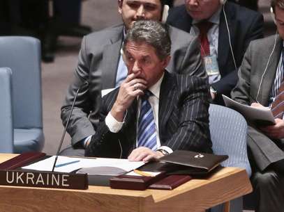 Embaixador ucraniano durante reunião do Conselho de Segurança da ONU Foto: AP
