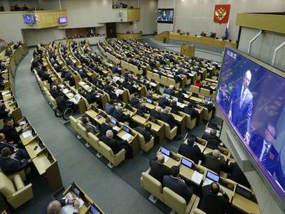 Membros da Duma, câmara baixa do Parlamento, votaram pela anexação da Crimeia à Rússia, na última quinta-feira, 20ira Foto: AP