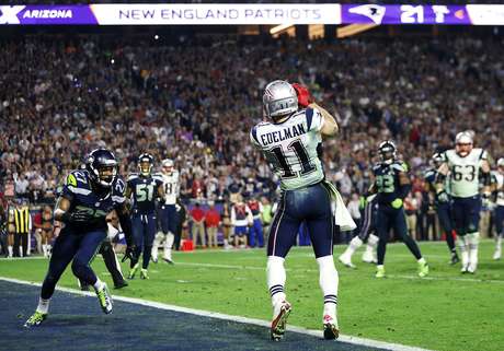 Julian Edelman foi o responsável pelo touchdown que deu a vitória aos Patriots Foto: Christian Petersen / Getty Images