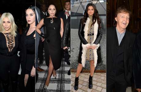 Kim Kardashian, Katy Perry, Lady Gaga, Selena Gomez e Paul McCartney estiveram entre os convidados das primeiras filas dos desfiles de Paris na última semana Foto: Getty Images