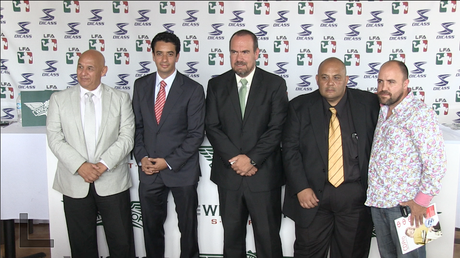 José Antonio Sandoval, Juan Carlos Vázquez, Ernesto Alfaro, entre otros, en la presentación del torneo.