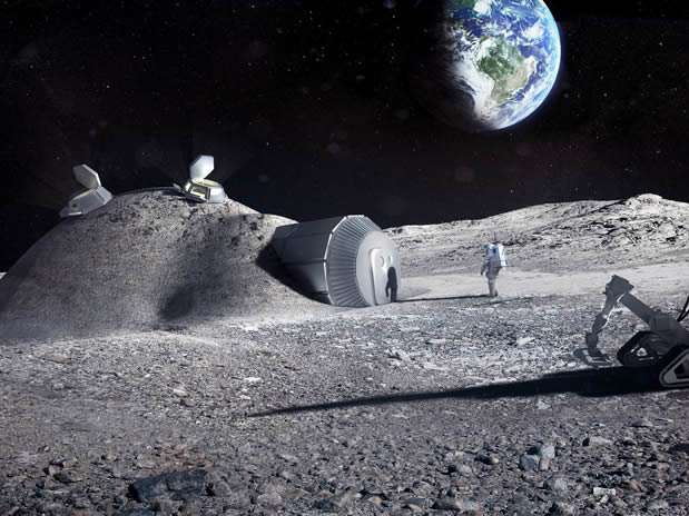 Fotografía facilitada por la ESA de la recreación de una base lunar. Foto:  / EFE en español