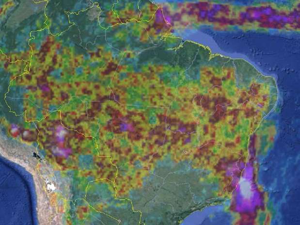 Imagens de satélite da Nasa apontam alto volume de chuvas no litoral capixaba Foto: Divulgação / Incaper / Nasa / Divulgação / Incaper / Nasa