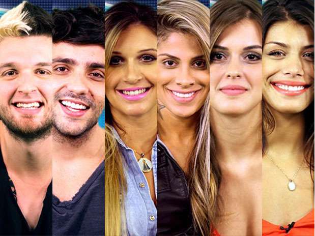 Seis sorteados se dividiram em duplas: Cássio e Junior, Angela e Franciele, Vanessa e Tatiele Foto: TV Globo / Divulgação