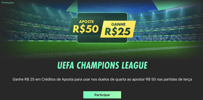 Oferta está disponível no site da bet365