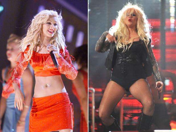 Antes (2000) y despúes (2011).  La cantante Christina Aguilera ha sufrido una impresionante transformación a través del tiempo, en el que no sólo el rastro del tiempo ha dejado huella, sino también un cambio de imagen en su figura y forma de vestir.  ¡Conoce año tras año como ha sido la transformación de Christina Aguilera! Foto: Getty Images
