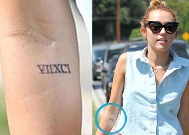 El más reciente tatuaje es una serie de números romanos en la parte posterior del codo derecho que se realizó en mayo de 2012. De este tatuaje la artista todavía no ha develado su significado. Foto: Reproducción Steal Her Style