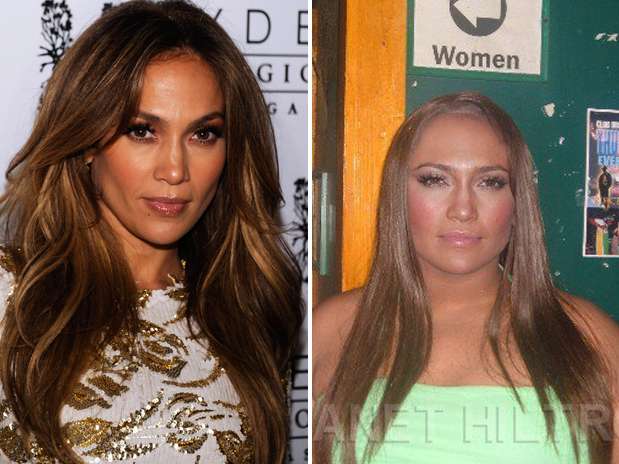 Jennifer López - Estas celebridades tienen todo el potencial para ser bellos pero la página en facebook Planet Hiltron ha encontrado la manera de bajarlos de su pedestal y revelar su identidad si no fueran famosos, sin los millones para tratamientos, estilistas ni la disciplina del ejercicio y la buena alimentación. ¿Cuál es tu transformación favorita? Foto: Getty Images/Planet Hiltron