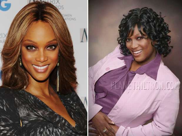 Tyra Banks - Estas celebridades tienen todo el potencial para ser bellos pero la página en facebook Planet Hiltron ha encontrado la manera de bajarlos de su pedestal y revelar su identidad si no fueran famosos, sin los millones para tratamientos, estilistas ni la disciplina del ejercicio y la buena alimentación. ¿Cuál es tu transformación favorita? Foto: Getty Images/Planet Hiltron