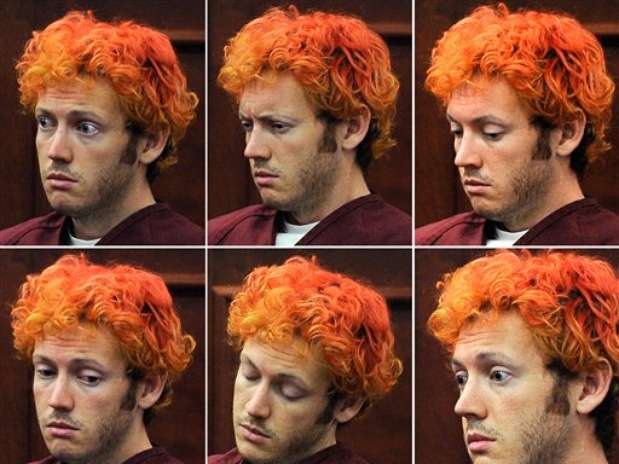 Las mil caras de James Holmes durante su primera aparición luego de la masacre. Foto: AP Las mil caras de James Holmes durante su primera aparición luego de la masacre. Foto: AP