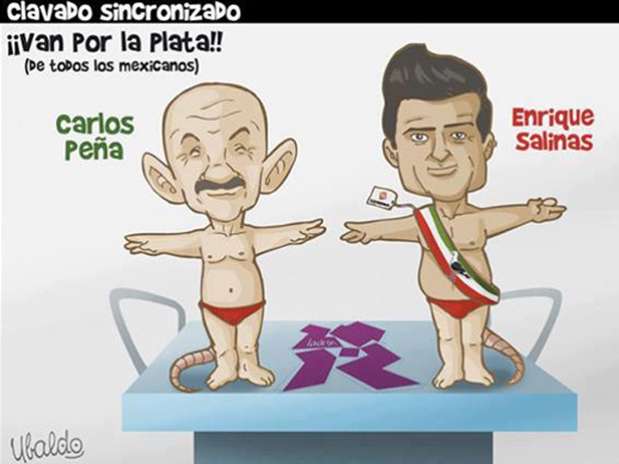 "Clavado sincronizado", del caricaturista Ubaldo Foto: Especial