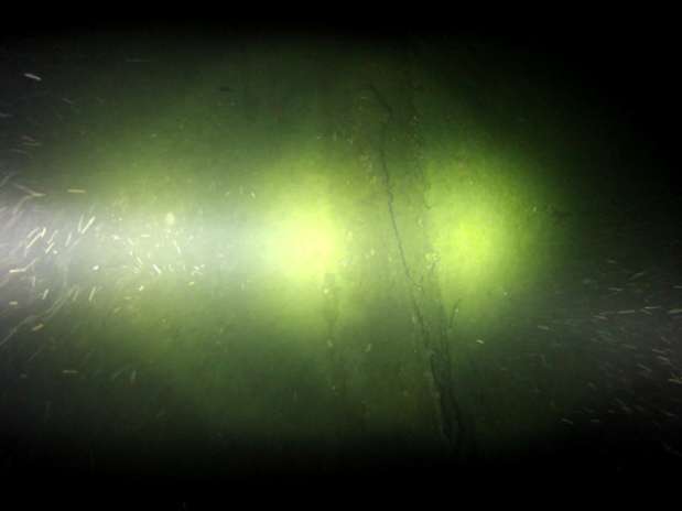 Imagen de la chimenea de SS Terra Nova grabada por las cámaras que los expertos utilizaron para concluir su investigación. Foto: Schmidt Ocean Institute Imagen de la chimenea de SS Terra Nova grabada por las cámaras que los expertos utilizaron para concluir su investigación. Foto: Schmidt Ocean Institute