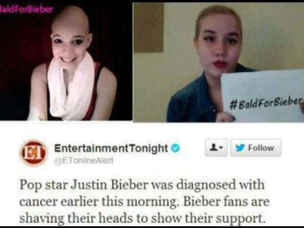 Las fans de Justin Bieber se raparon la cabeza Foto: Twitter