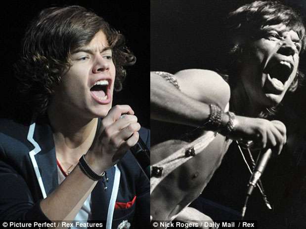 A pesar de la diferencia de edad de 51 años, el ídolo adolescente Harry Styles es señalado por los medios británicos como una especie de nuevo Mick Jagger y según esta recopilación de imágenes publicadas por el diario Daily Mail ambos cantantes tienen mucho en común. Hace algunos meses se habló de la realización de un filme biográfico basado en la leyenda de los Rolling Stones y uno de los artistas que tiene más posibilidades de interpretarlo de joven, según la prensa del Reino Unido, es el ídolo de One Direction. ¿Tienen razón los medios ingleses? Juzguen ustedes. Foto: Daily Mail