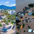 Cidades ficam debaixo d'água no RS; veja antes e depois de áreas afetadas