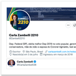 Carla Zambelli muda usuário no Twitter e perde verificação