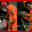 Bombeiros retiram cobra de um metro de motor de carro em MG