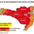 Risco muito alto de deslizamentos em Santa Catarina