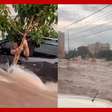 Vídeo mostra homem ilhado em carro no meio de enchente em Uberlândia