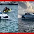 'Carro esportivo' que flutua na água chama a atenção de banhistas no litoral de SC