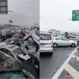Em meio a frio extremo, megaengavetamento com 100 carros deixa feridos na China