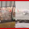 Chuva faz avião andar em pista alagada e causa transtornos em Dubai