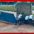 Vídeo mostra portão desabando em cima de funcionária de escola em Goiás