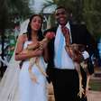 Casal em Goiás faz ensaio de casamento com galo gigante que mede mais de 1 metro