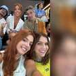 Grupo de famosos brasileiros vai à final da ginástica e puxa grito: 'Rebeca, eu te amo'