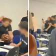 Estudante aponta arma para colega durante briga em faculdade em Maceió; VÍDEO