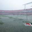 Temporal alaga gramado do MorumBis e atrasa São Paulo x Corinthians no Paulistão; veja fotos