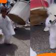 Menino de 3 anos encanta foliões com fantasia de ursinho branco no carnaval
