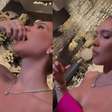 Virginia Fonseca come caviar pela primeira vez em casamento: 'Pelo preço que é'