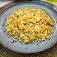 Bacalhau à brás cremoso com batata palha: clássico português