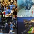 Torcida do Napoli celebra Scudetto em frente a mural de Maradona