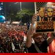 Manifestantes colocam fogo em boneco de Trump na Avenida Paulista