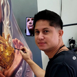Artista cubano transforma calçada em ateliê a céu aberto em Goiânia